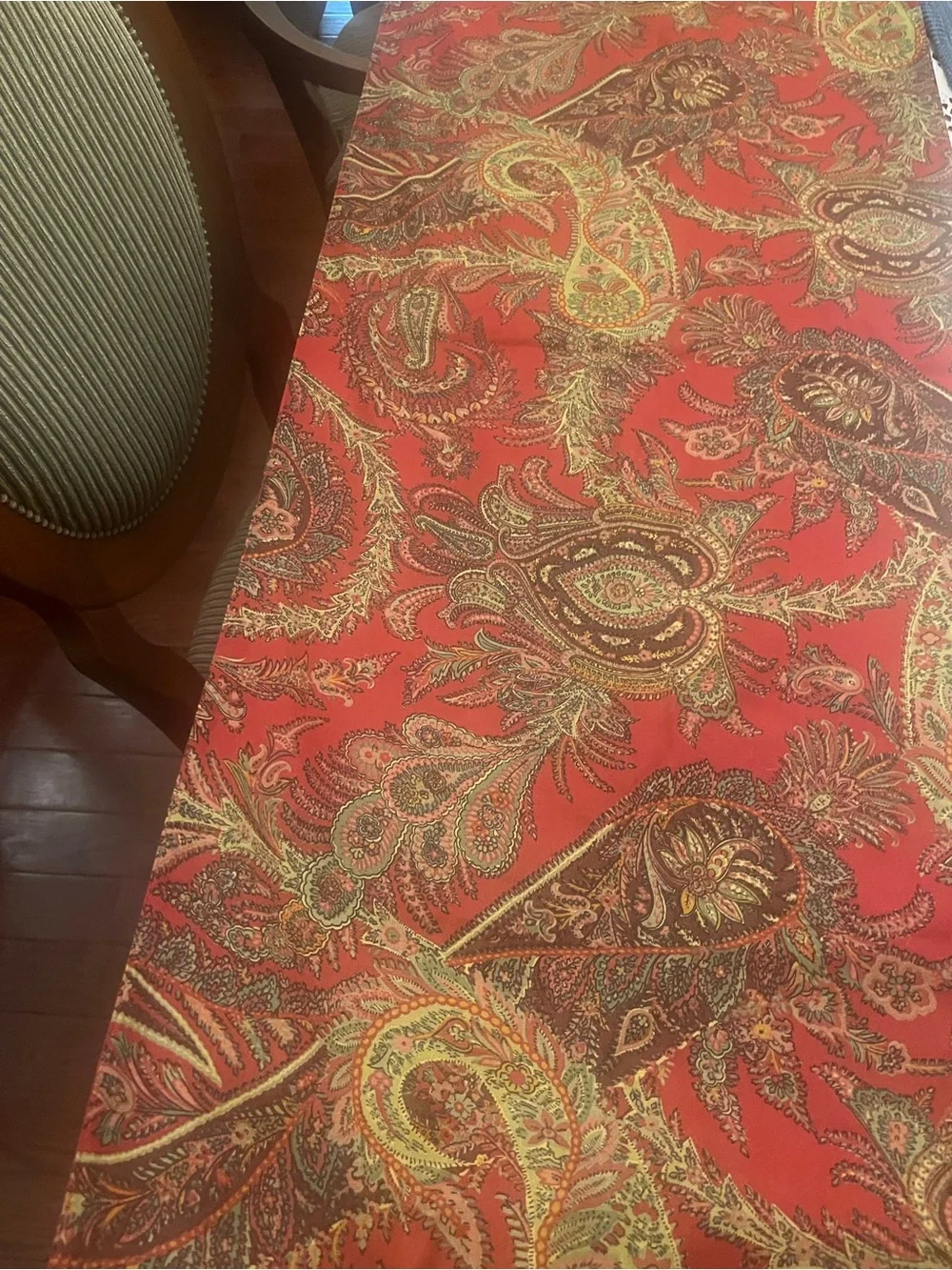 Pottery Barn Red Paisley Accent table Runner with Gold Trim